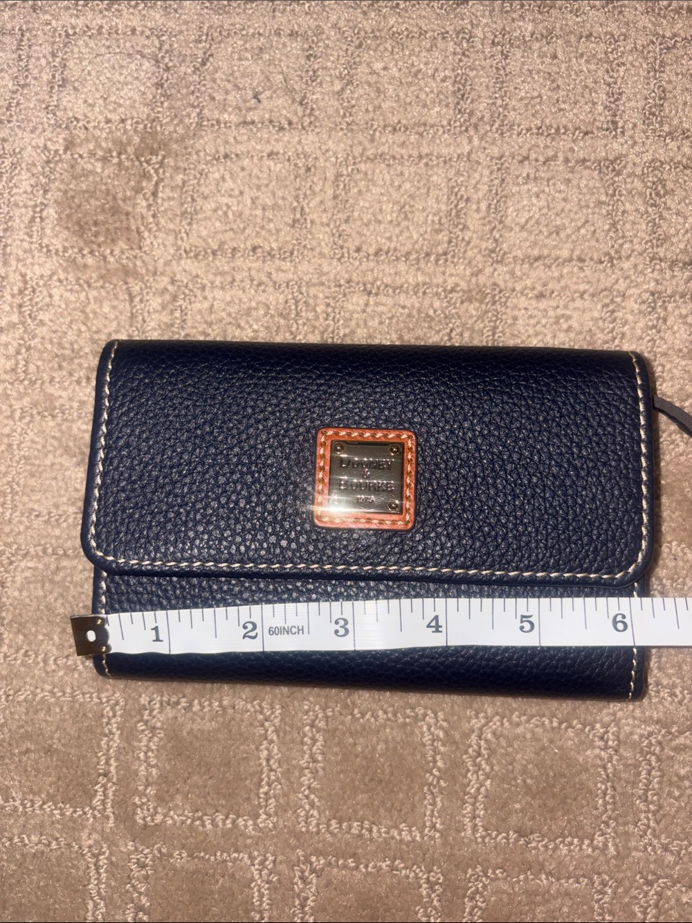 Dooney & Bourke Navy Blue Pebbled Leather Flap wallet